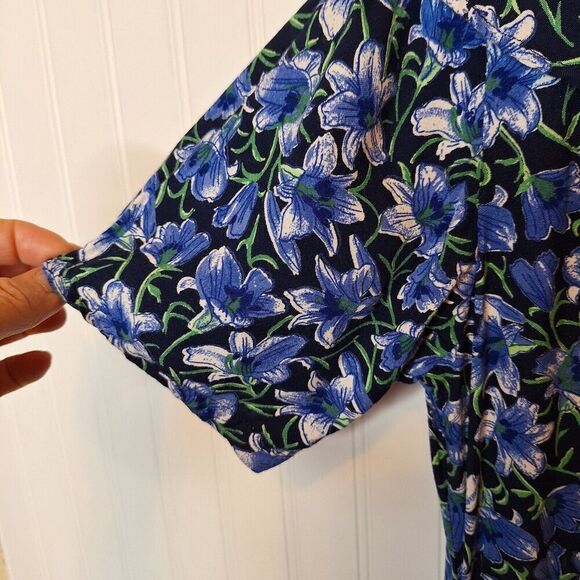Sarin Girls Size M Short Romper Blue Floral Tie Waist Button Up Rayon Pockets - Picture 5 of 14